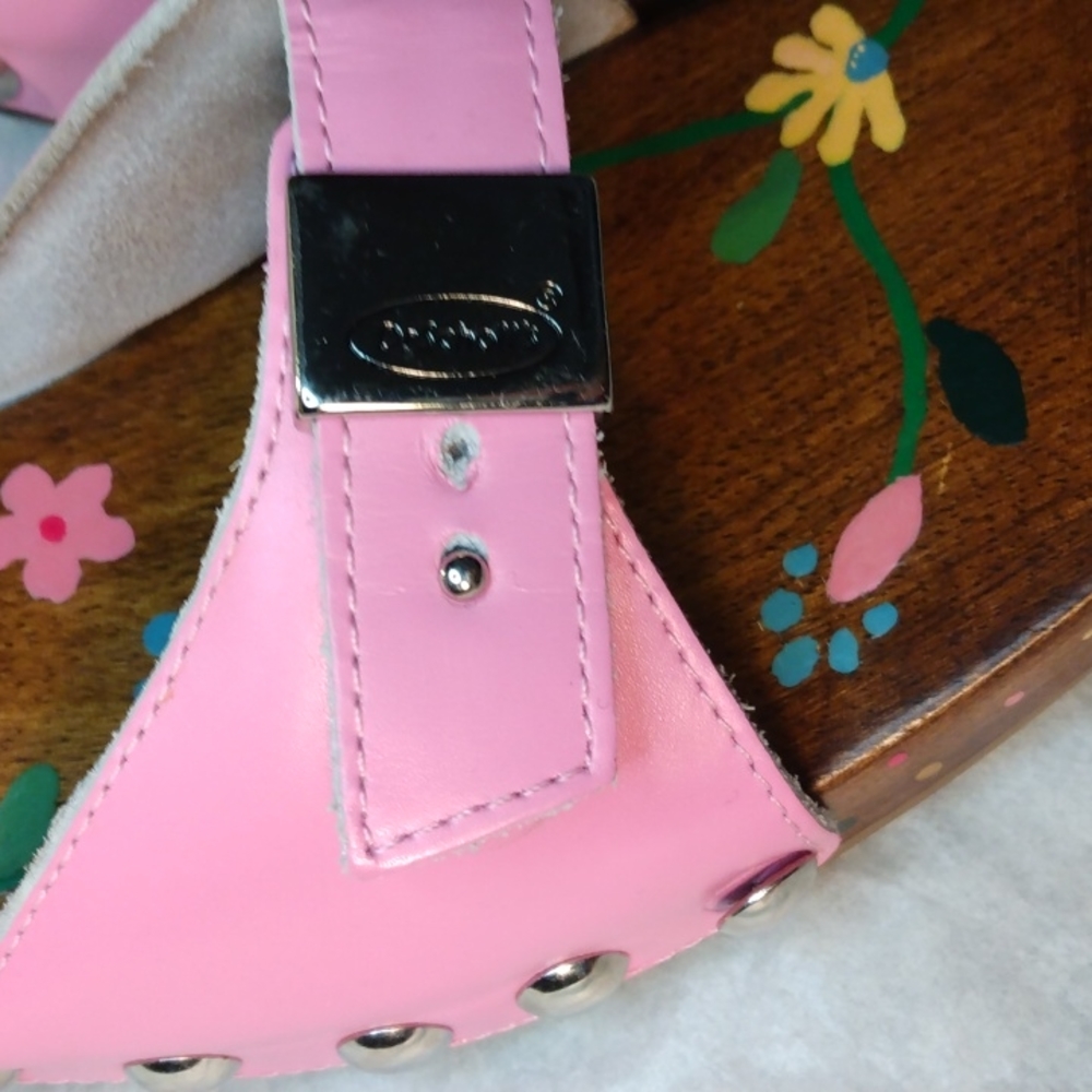 Dr. Scholl's sandals size 9 pink leather and wood - Picture 2 of 8